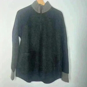Adsum Grey Half-Zip Wool-Cashmere Pullover Touring Sweater  Size Medium